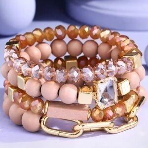 Trendy rose four strand bracelet set NWOT